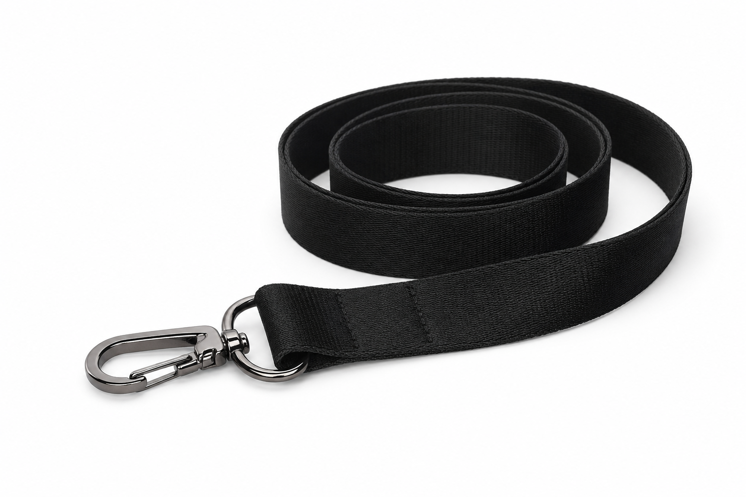 Tour de cou polyester noir avec mousqueton